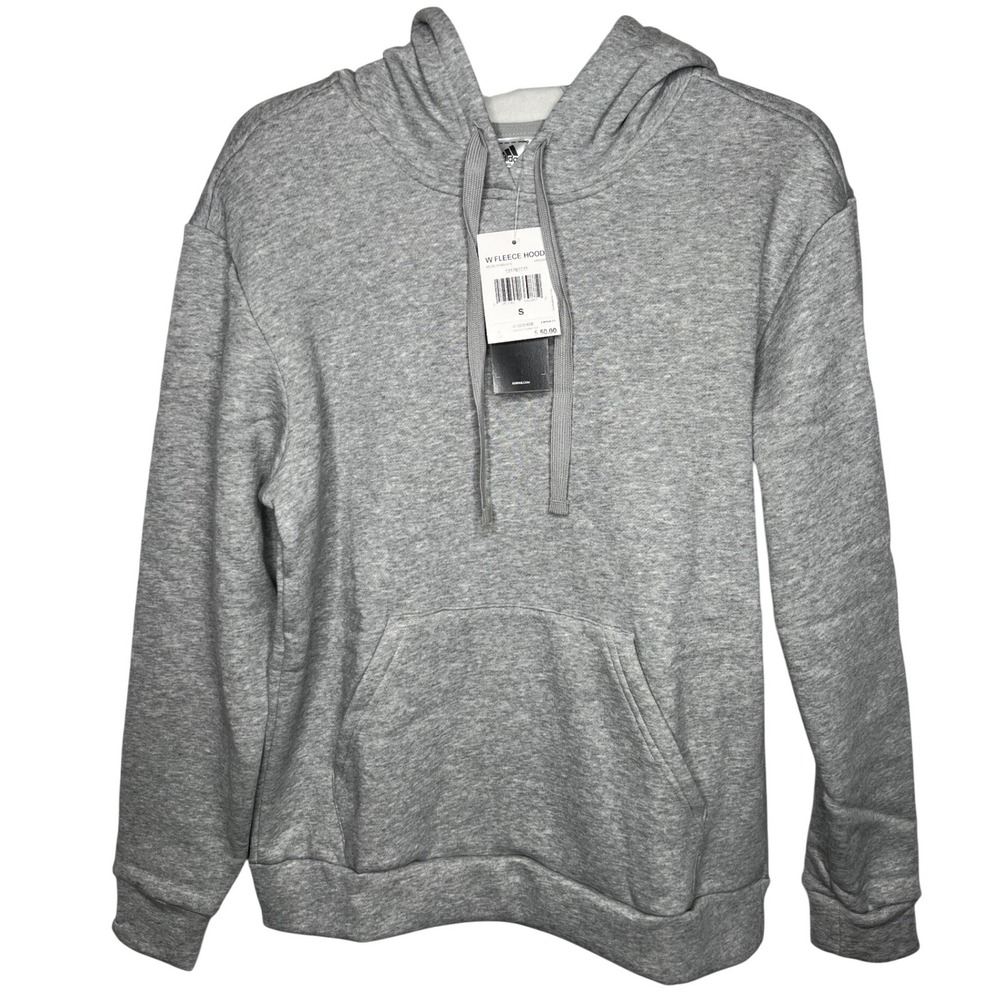 Adidas Men's Hoodie, Grey‎ White Pullover Sweatshirt HR8491, Size Small